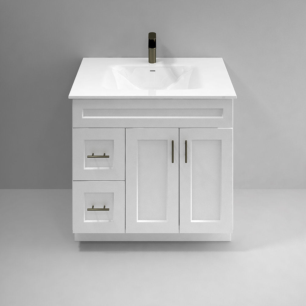 RTA White Shaker 36" Freestanding Bathroom Vanity Combo Base with Optional Quartz or Ceramic Countertop