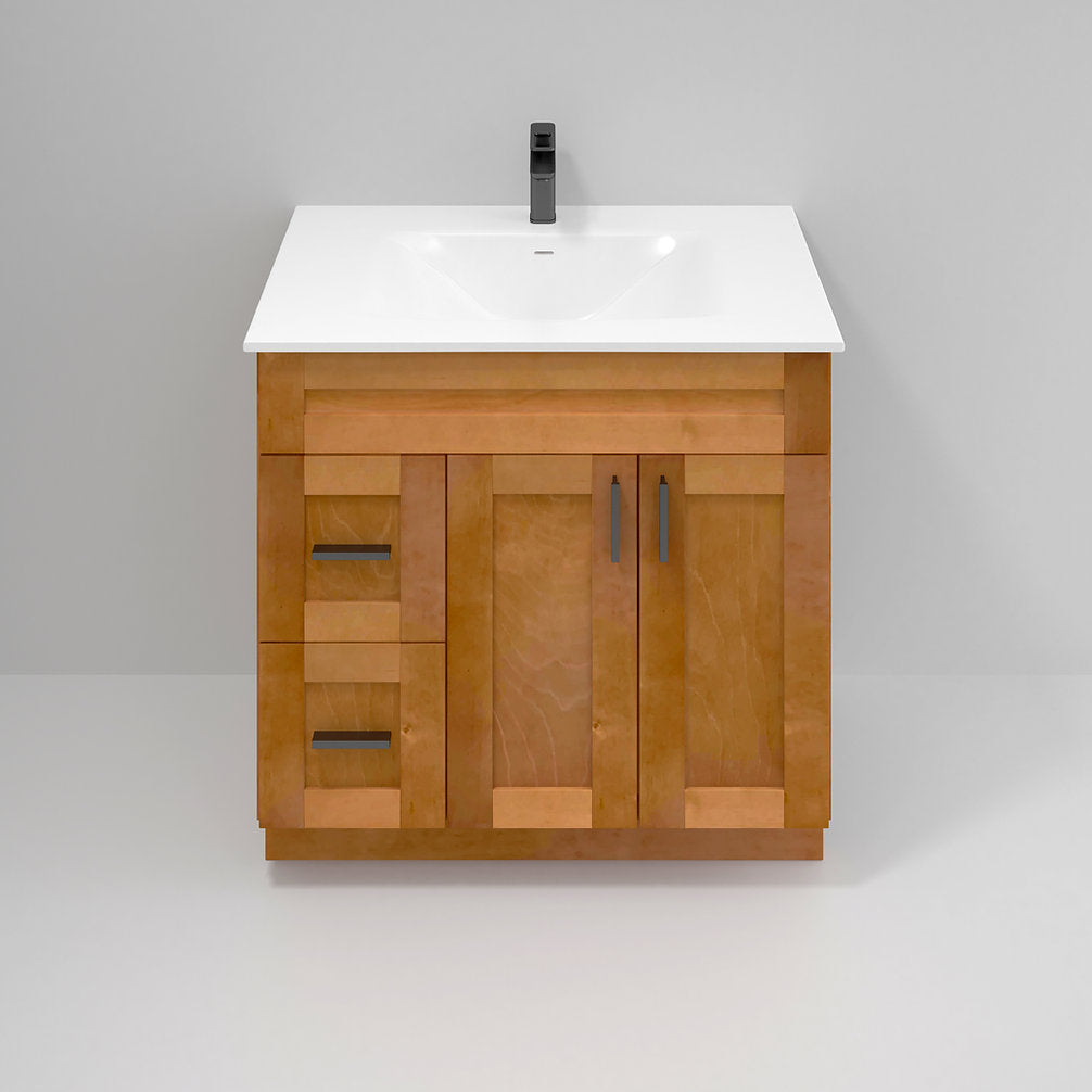 RTA Maple Shaker 36" Freestanding Bathroom Vanity Combo Base with Optional Quartz or Ceramic Countertop