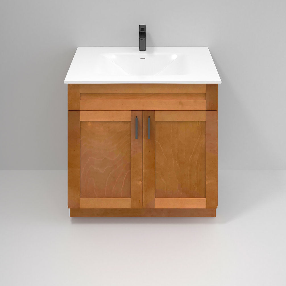 RTA Maple Shaker 36" Freestanding Bathroom Vanity Sink Base with Optional Quartz or Ceramic Countertop