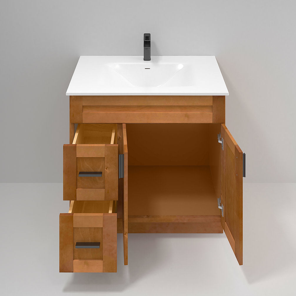 RTA Maple Shaker 36" Freestanding Bathroom Vanity Combo Base with Optional Quartz or Ceramic Countertop
