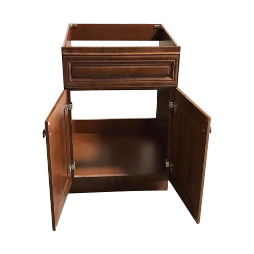 RTA Maple Walnut Raised Panel 24" Freestanding Bathroom Vanity Sink Base with Optional Quartz or Ceramic Countertop