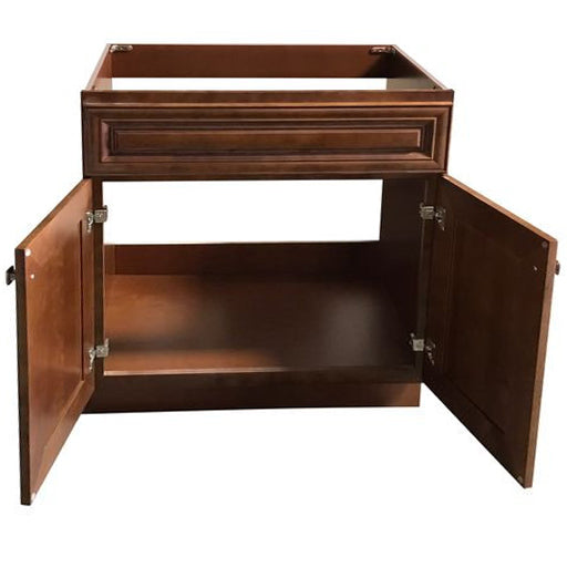 RTA Maple Walnut Raised Panel 36" Freestanding Bathroom Vanity Sink Base with Optional Quartz or Ceramic Countertop