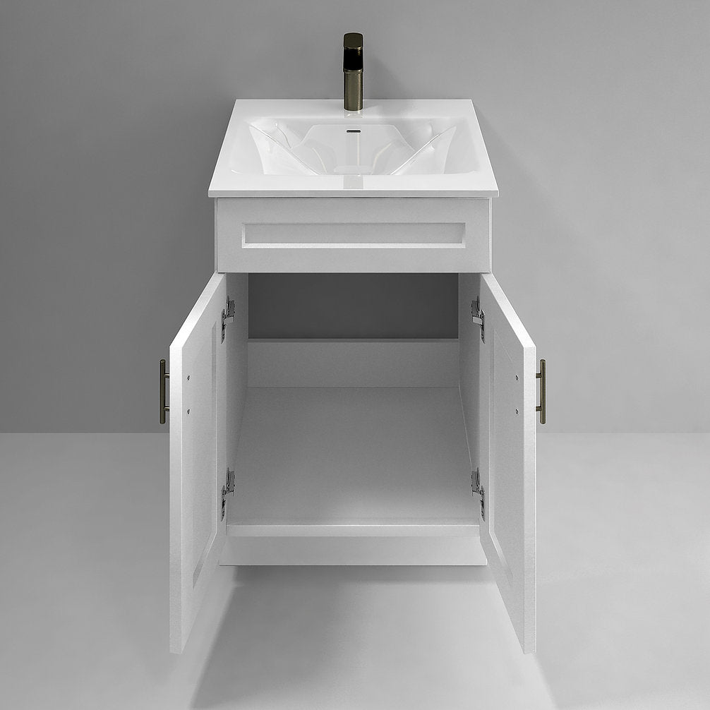 RTA White Shaker 24" Freestanding Bathroom Vanity Sink Base with Optional Quartz or Ceramic Countertop