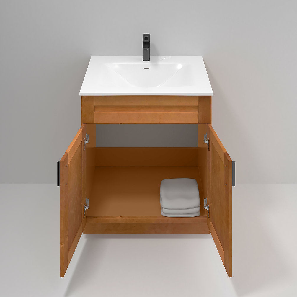 RTA Maple Shaker 30" Freestanding Bathroom Vanity Sink Base with Optional Quartz or Ceramic Countertop