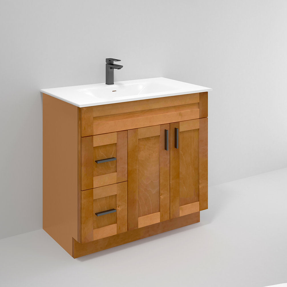RTA Maple Shaker 36" Freestanding Bathroom Vanity Combo Base with Optional Quartz or Ceramic Countertop