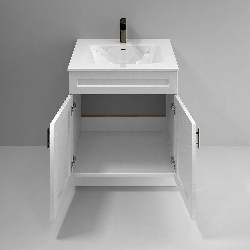 RTA White Shaker 30" Freestanding Bathroom Vanity Sink Base with Optional Quartz or Ceramic Countertop