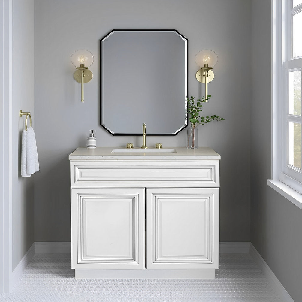 RTA Antique White Raised Panel 36" Freestanding Bathroom Vanity Sink Base with Optional Quartz or Ceramic Countertop
