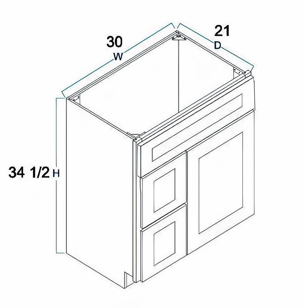 RTA Antique White Raised Panel 30" Freestanding Bathroom Vanity Combo Base with Optional Quartz or Ceramic Countertop