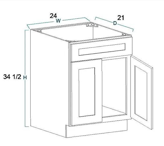 RTA Maple Walnut Raised Panel 24" Freestanding Bathroom Vanity Sink Base with Optional Quartz or Ceramic Countertop