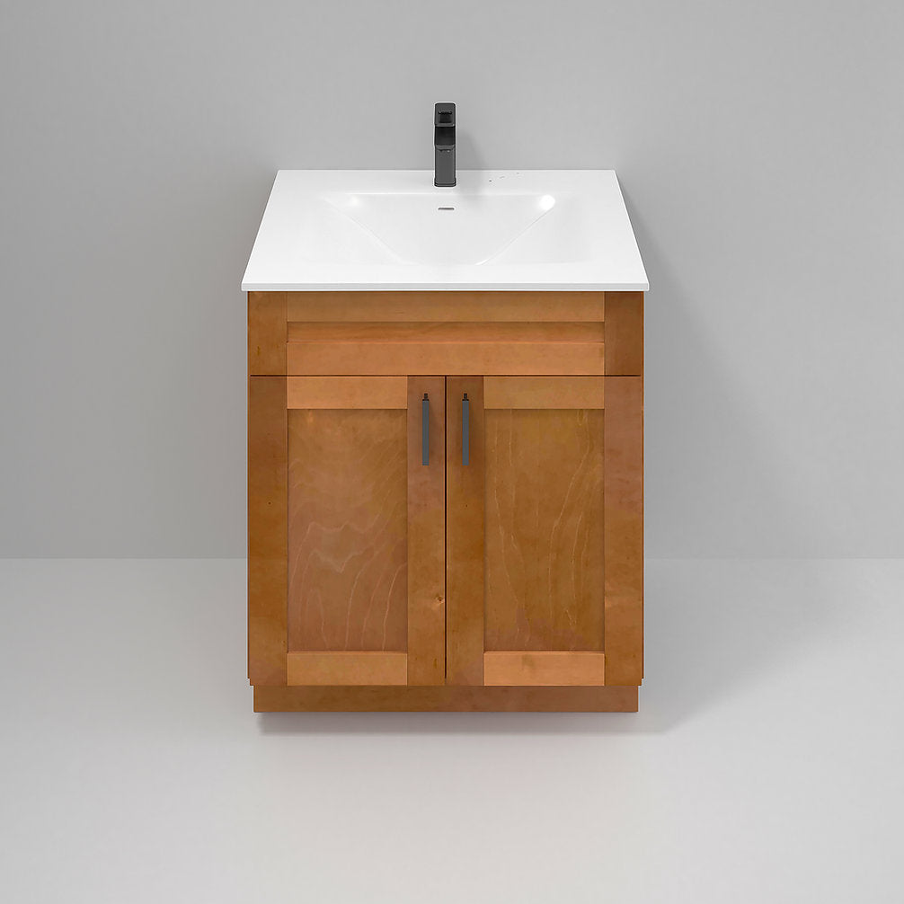 RTA Maple Shaker 30" Freestanding Bathroom Vanity Sink Base with Optional Quartz or Ceramic Countertop