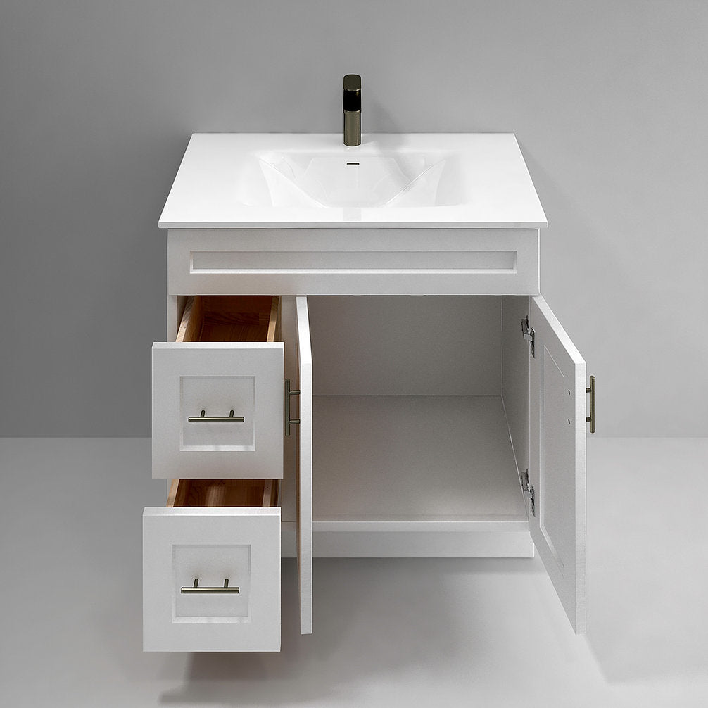 RTA White Shaker 36" Freestanding Bathroom Vanity Combo Base with Optional Quartz or Ceramic Countertop