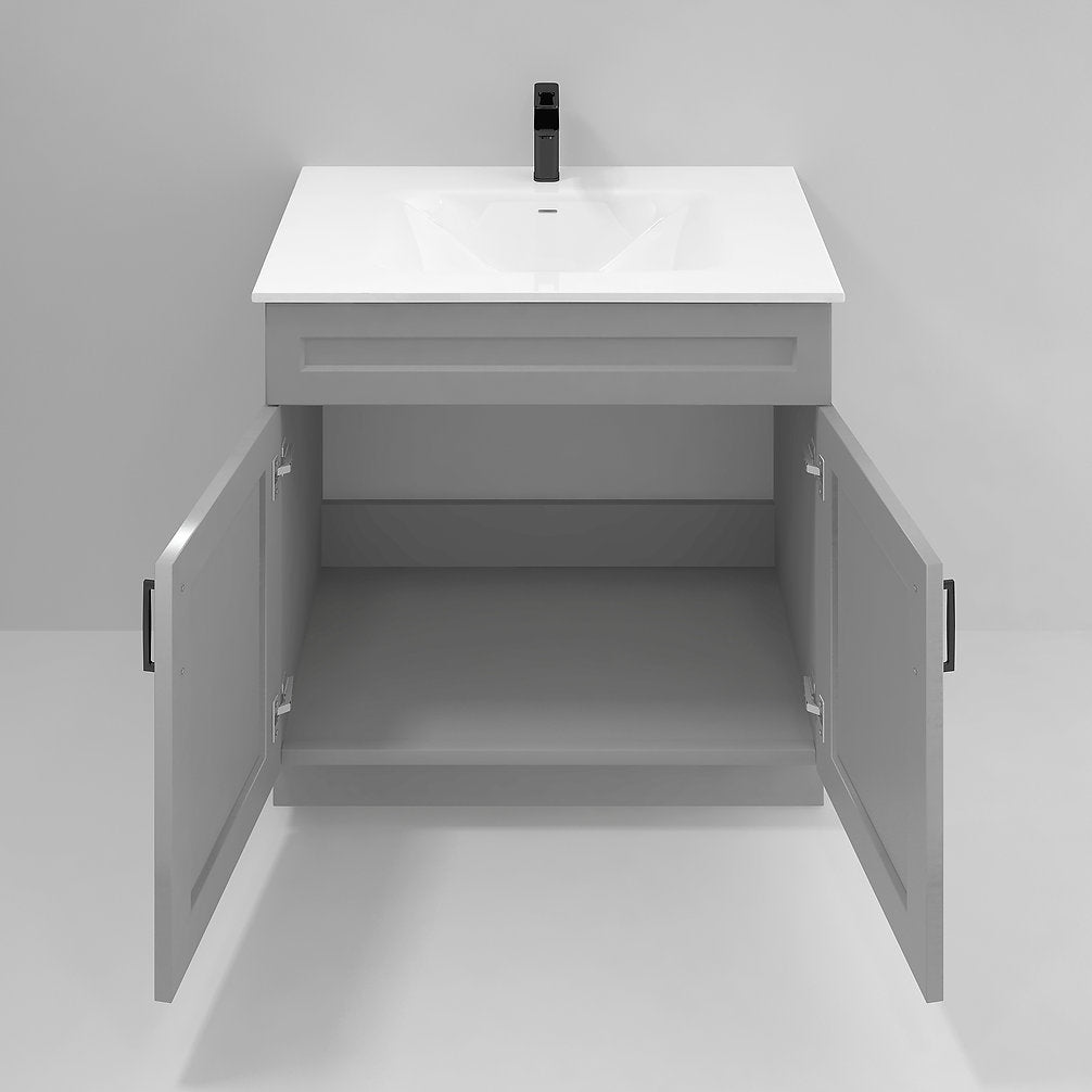 RTA Light Grey Shaker 36" Freestanding Bathroom Vanity Sink Base with Optional Quartz or Ceramic Countertop