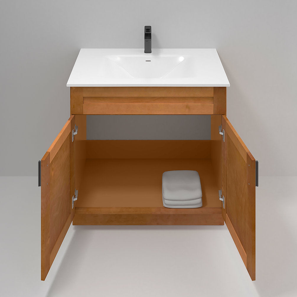 RTA Maple Shaker 36" Freestanding Bathroom Vanity Sink Base with Optional Quartz or Ceramic Countertop