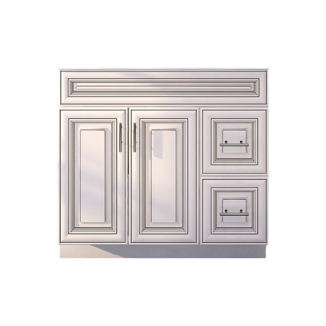 RTA Antique White Raised Panel Shaker 36" Freestanding Bathroom Vanity Combo Base with Optional Quartz or Ceramic Countertop