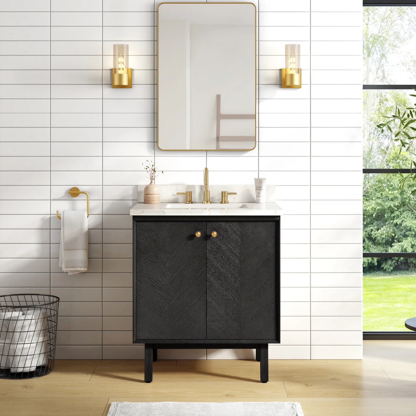 Adele 30" Freestanding Bathroom Vanity with Calacatta White Quartz Top and Vitreous China Undermount Sink