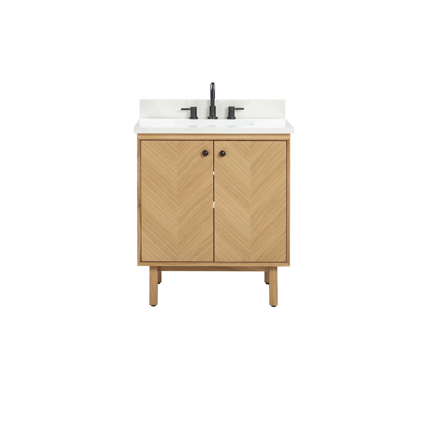 Adele 30" Freestanding Bathroom Vanity with Calacatta White Quartz Top and Vitreous China Undermount Sink