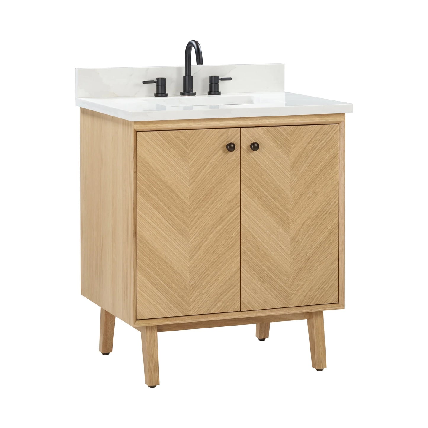 Adele 30" Freestanding Bathroom Vanity with Calacatta White Quartz Top and Vitreous China Undermount Sink