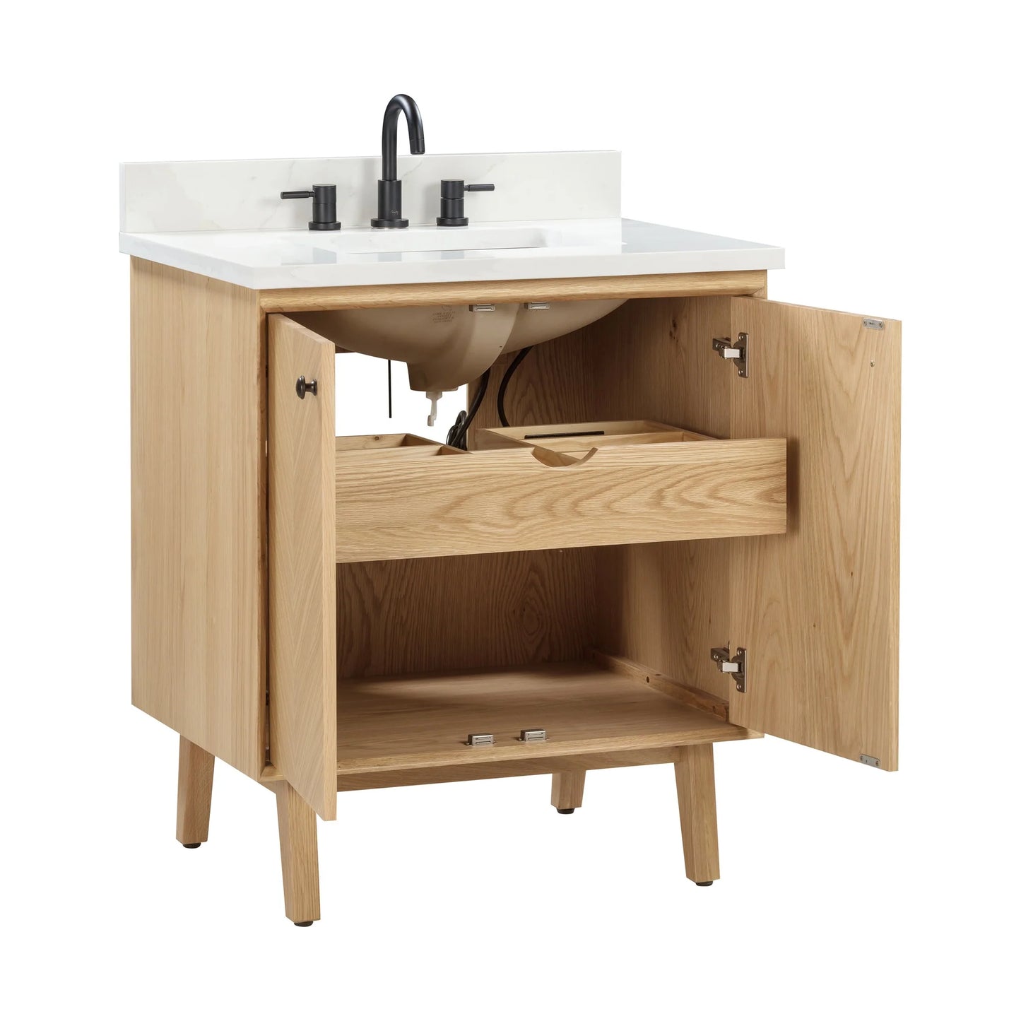 Adele 30" Freestanding Bathroom Vanity with Calacatta White Quartz Top and Vitreous China Undermount Sink