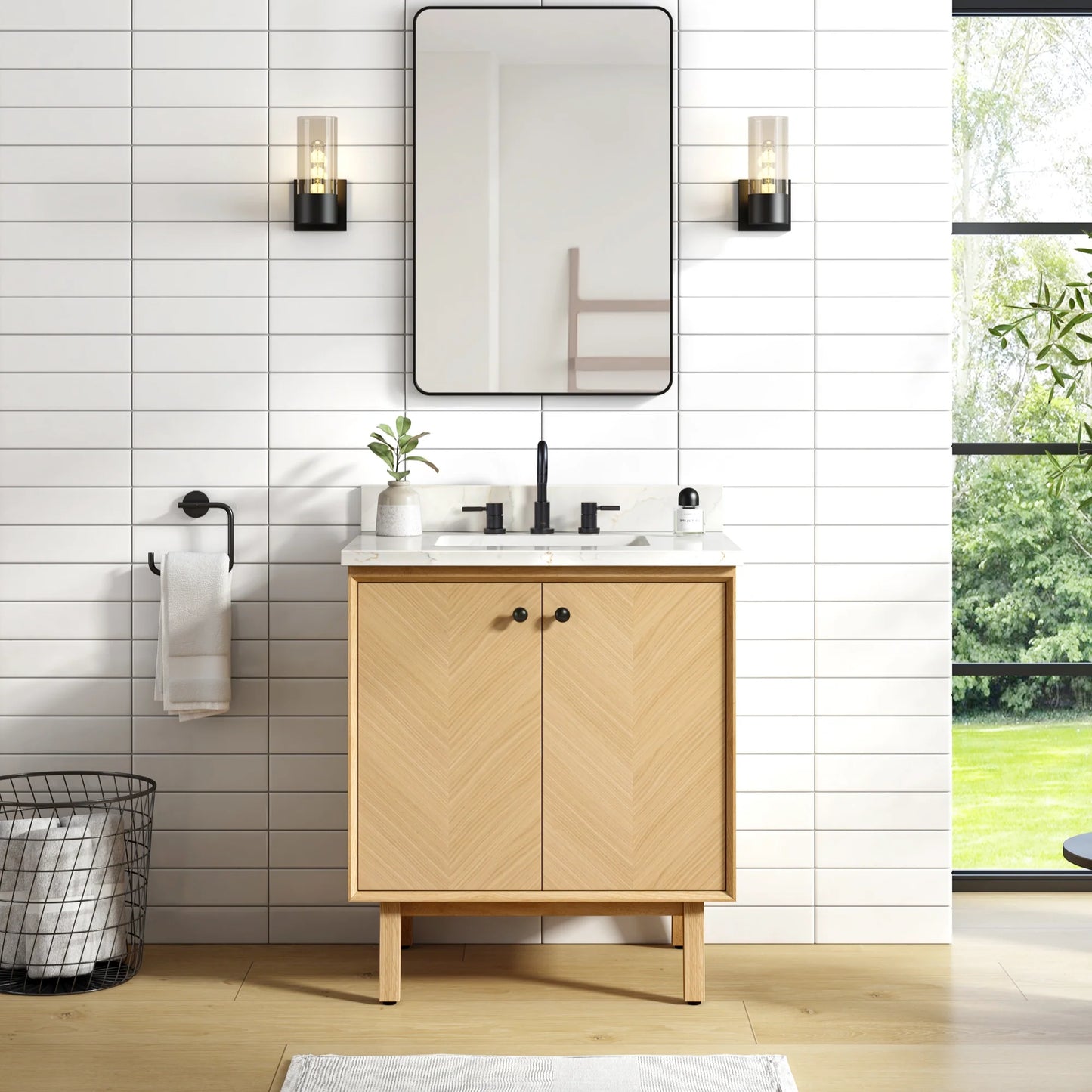 Adele 30" Freestanding Bathroom Vanity with Calacatta White Quartz Top and Vitreous China Undermount Sink