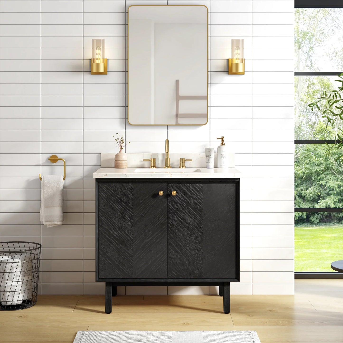 Adele 36" Freestanding Bathroom Vanity with Calacatta White Quartz Top and Vitreous China Undermount Sink