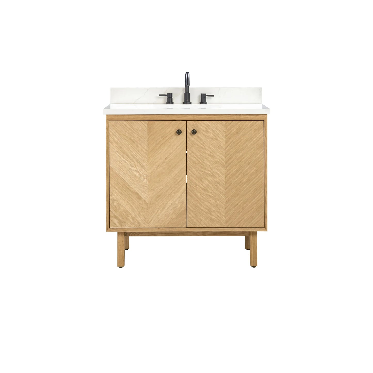 Adele 36" Freestanding Bathroom Vanity with Calacatta White Quartz Top and Vitreous China Undermount Sink