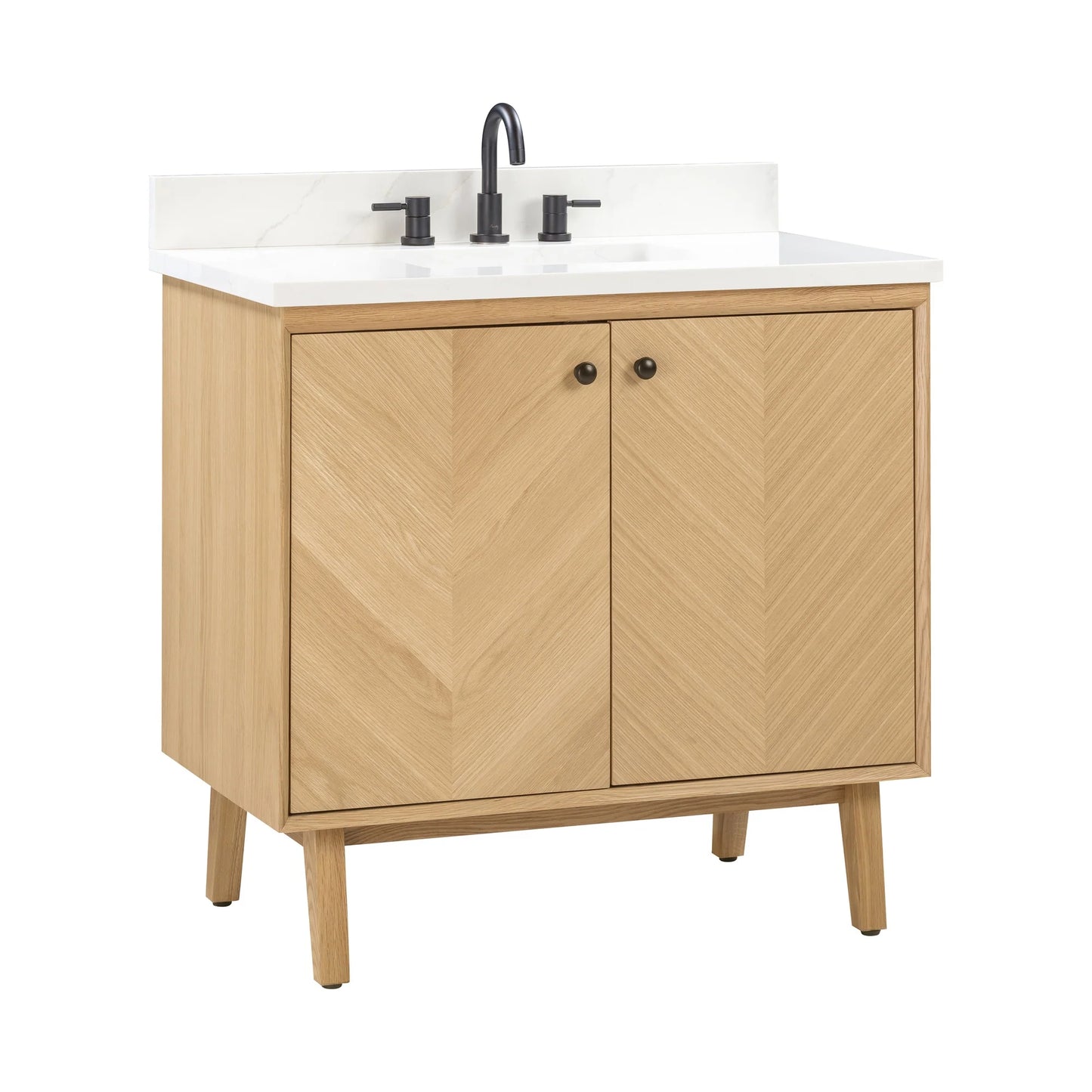Adele 36" Freestanding Bathroom Vanity with Calacatta White Quartz Top and Vitreous China Undermount Sink