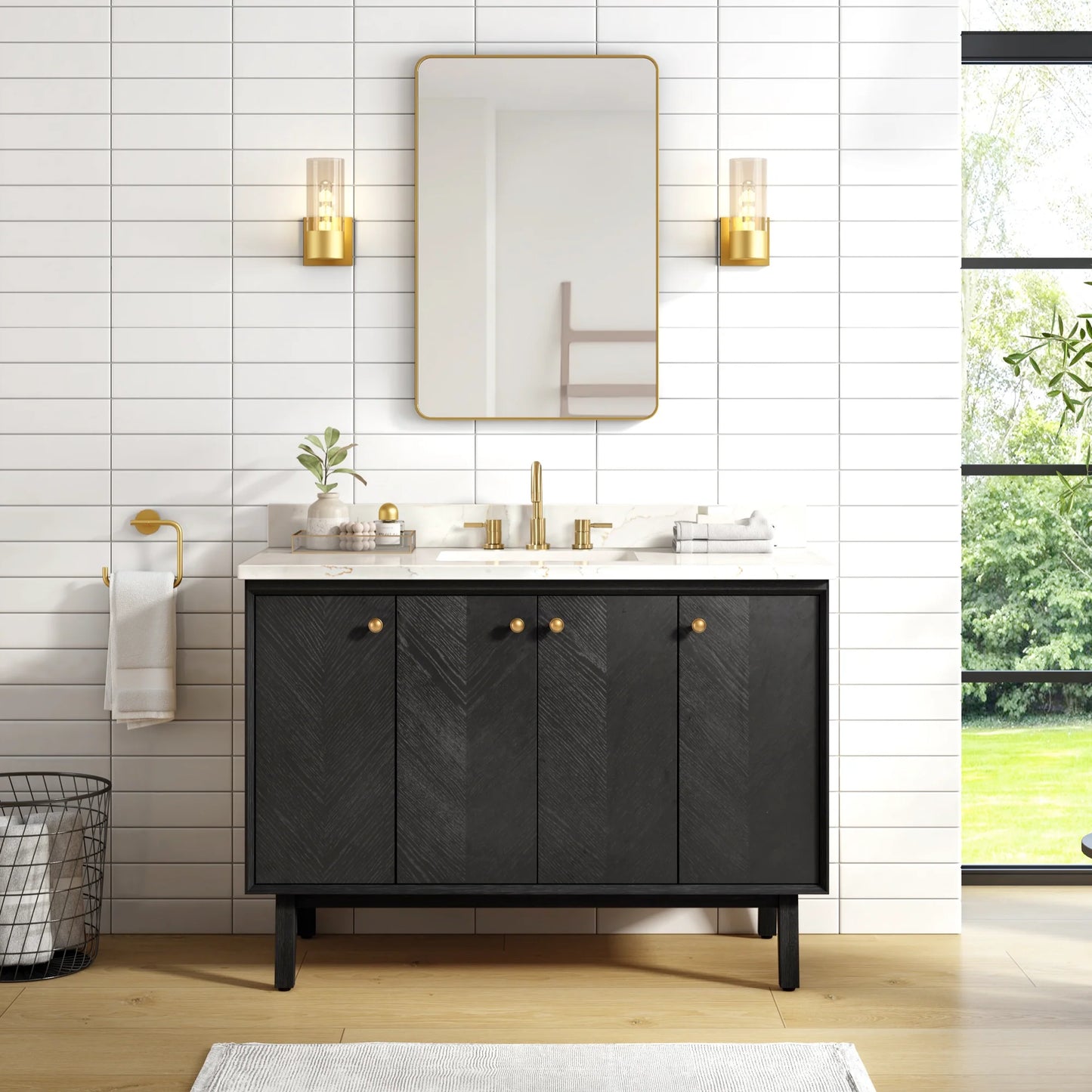 Adele 48" Freestanding Bathroom Vanity with Calacatta White Quartz Top and Vitreous China Undermount Sink