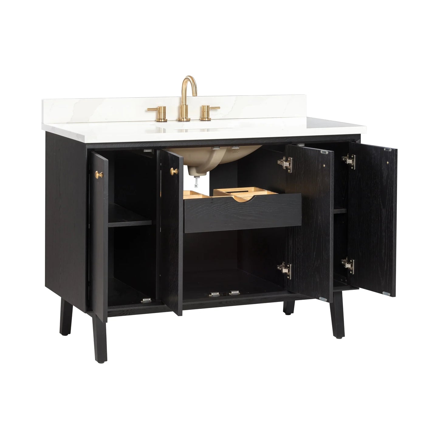 Adele 48" Freestanding Bathroom Vanity with Calacatta White Quartz Top and Vitreous China Undermount Sink