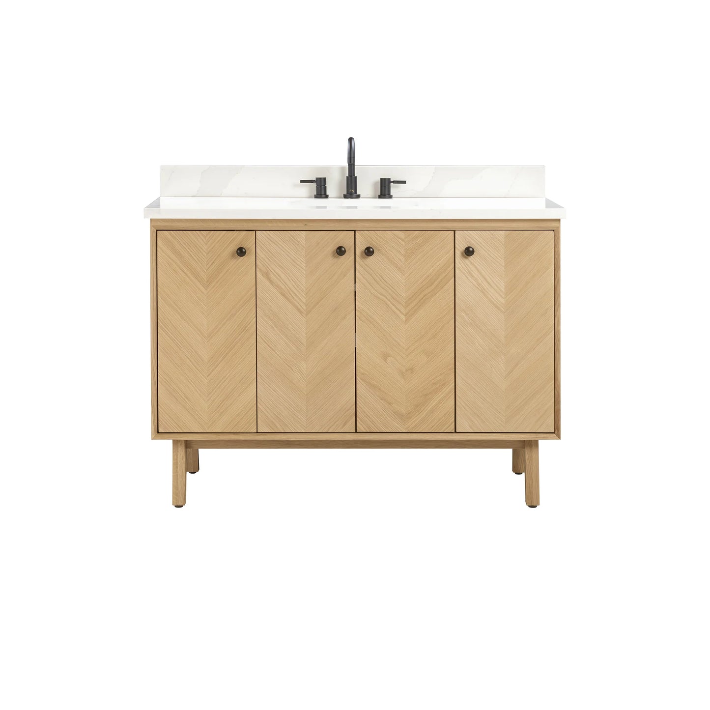 Adele 48" Freestanding Bathroom Vanity with Calacatta White Quartz Top and Vitreous China Undermount Sink