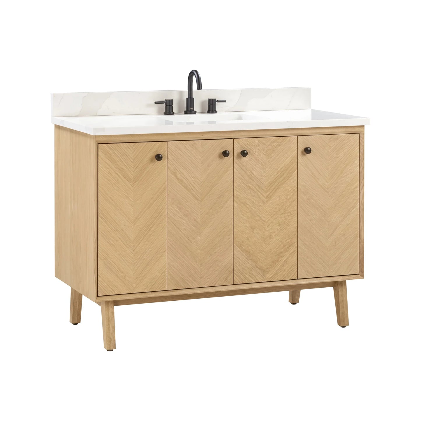 Adele 48" Freestanding Bathroom Vanity with Calacatta White Quartz Top and Vitreous China Undermount Sink