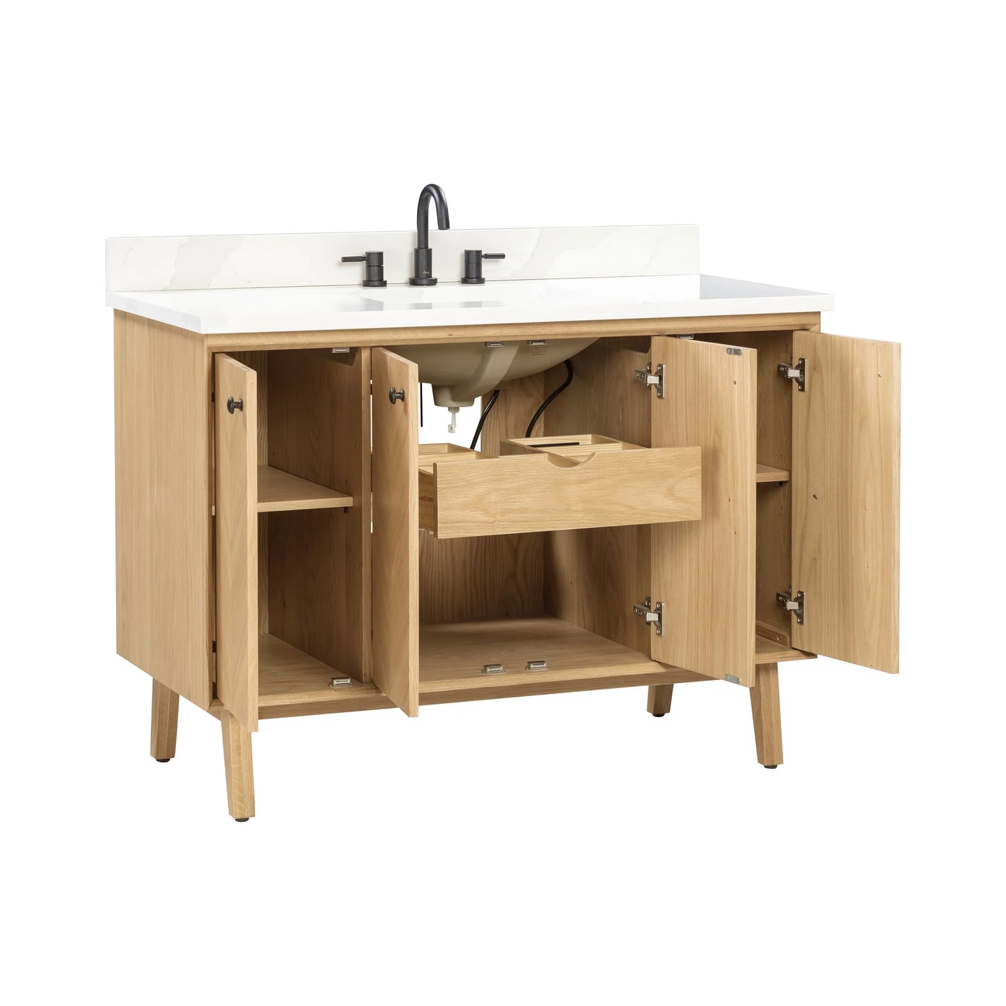 Adele 48" Freestanding Bathroom Vanity with Calacatta White Quartz Top and Vitreous China Undermount Sink
