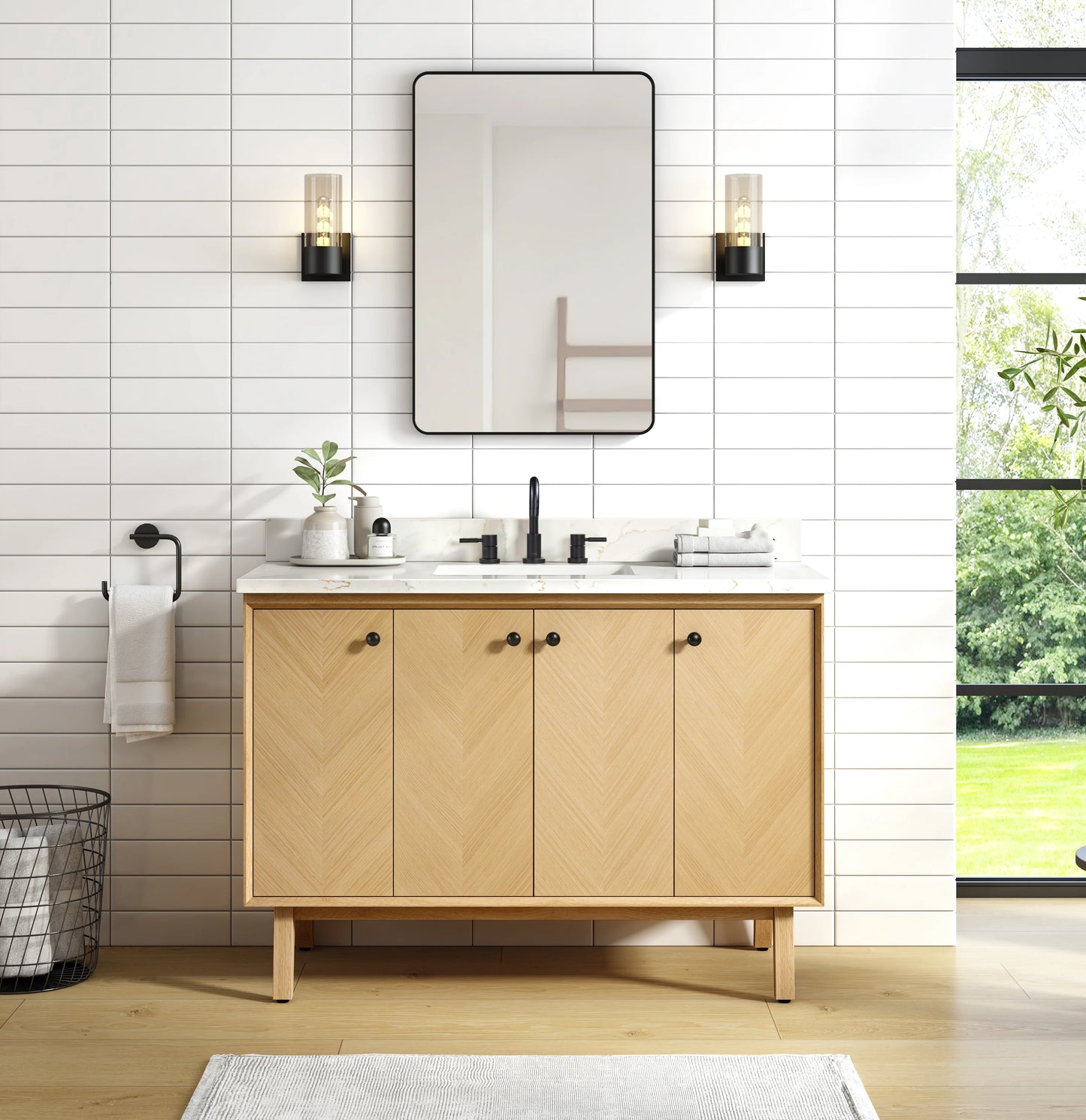 Adele 48" Freestanding Bathroom Vanity with Calacatta White Quartz Top and Vitreous China Undermount Sink