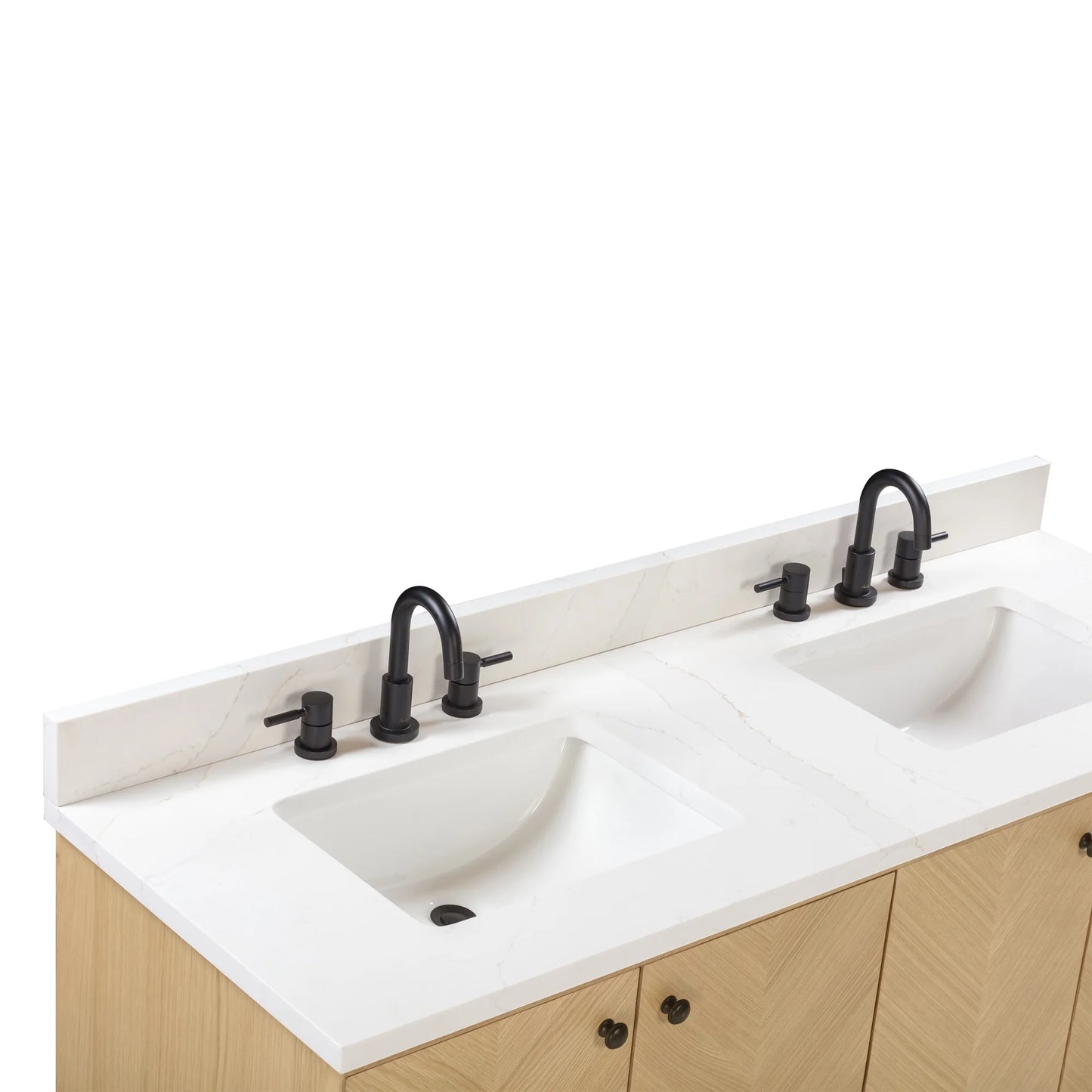 Adele 60" Freestanding Bathroom Vanity with Calacatta White Quartz Top and Vitreous China Undermount Sinks