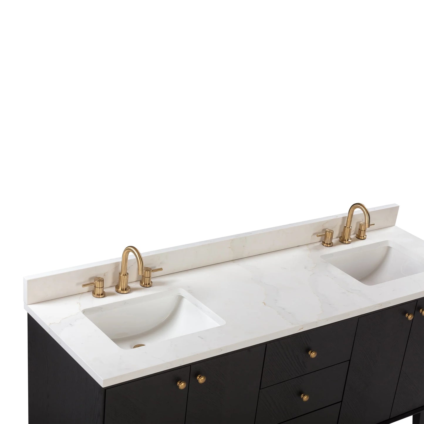 Adele 72" Freestanding Bathroom Vanity with Calacatta White Quartz Top and Vitreous China Undermount Sinks