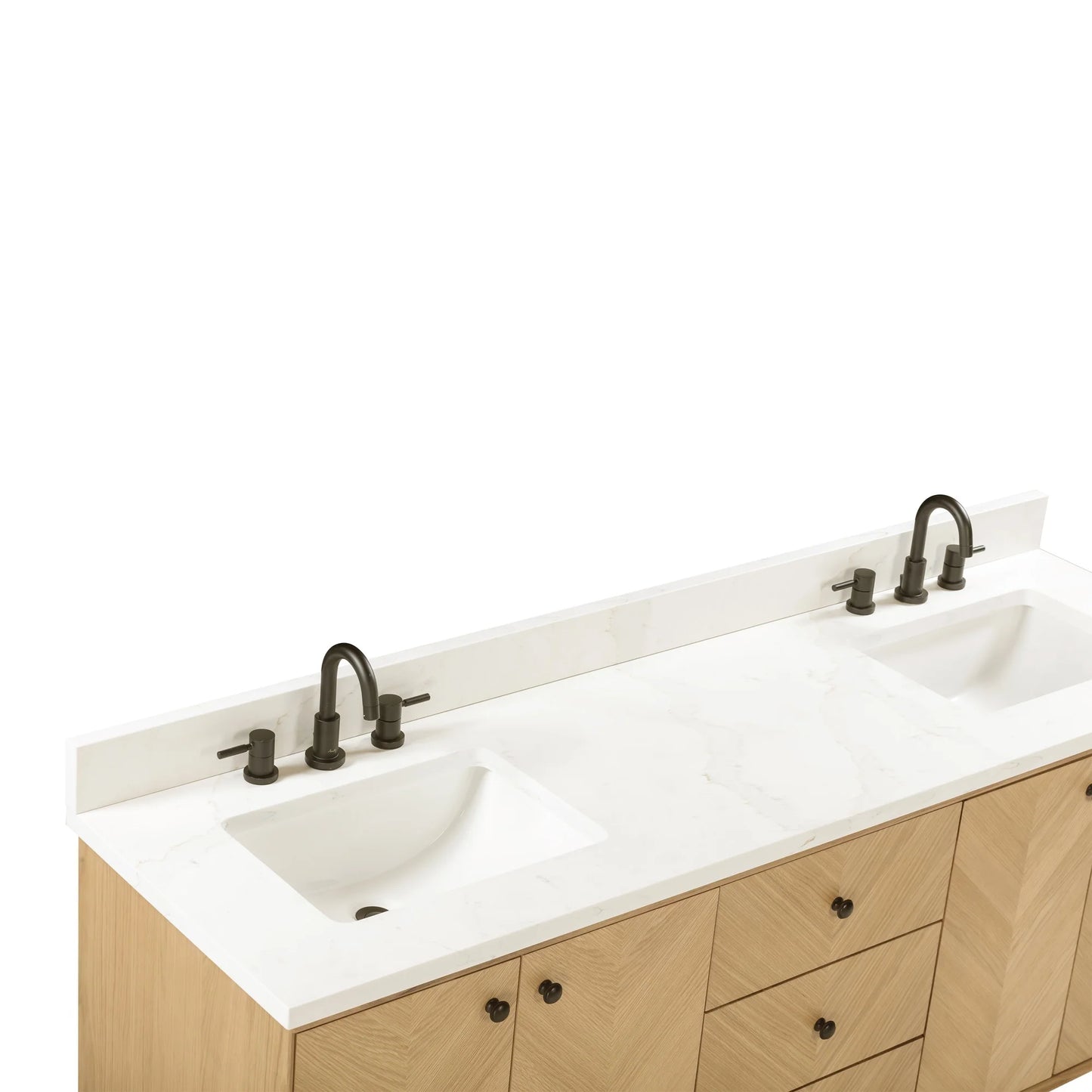 Adele 72" Freestanding Bathroom Vanity with Calacatta White Quartz Top and Vitreous China Undermount Sinks