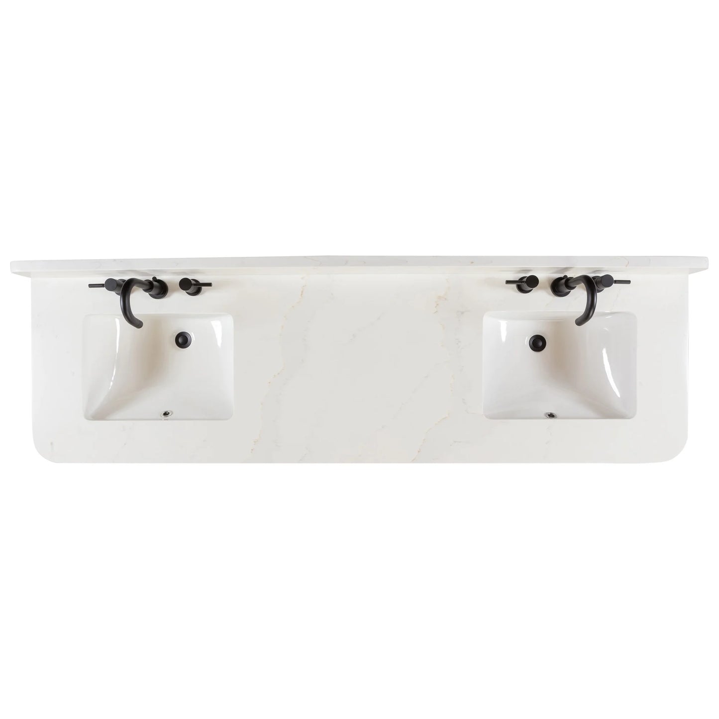 Adele 72" Freestanding Bathroom Vanity with Calacatta White Quartz Top and Vitreous China Undermount Sinks