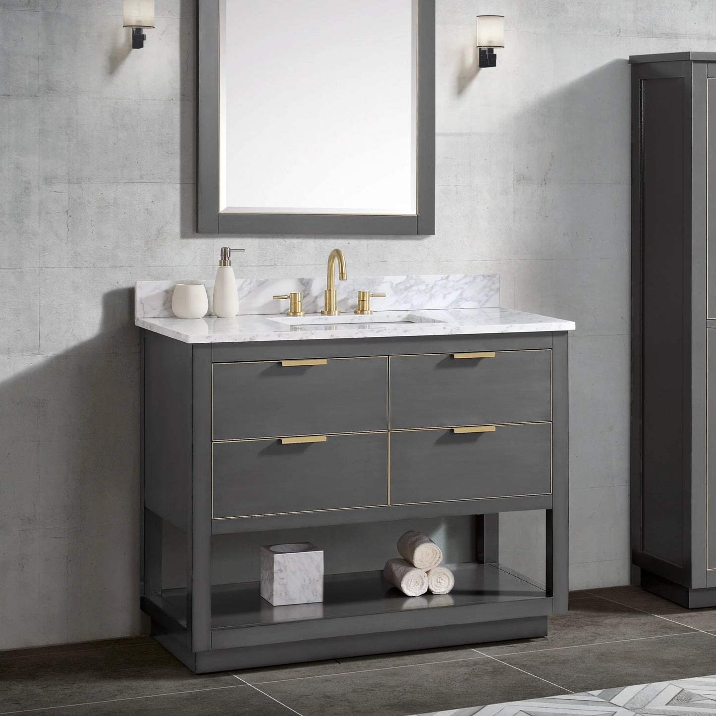 Allie 36" Freestanding Bathroom Vanity with Stone Top and Vitreous China Undermount Sink
