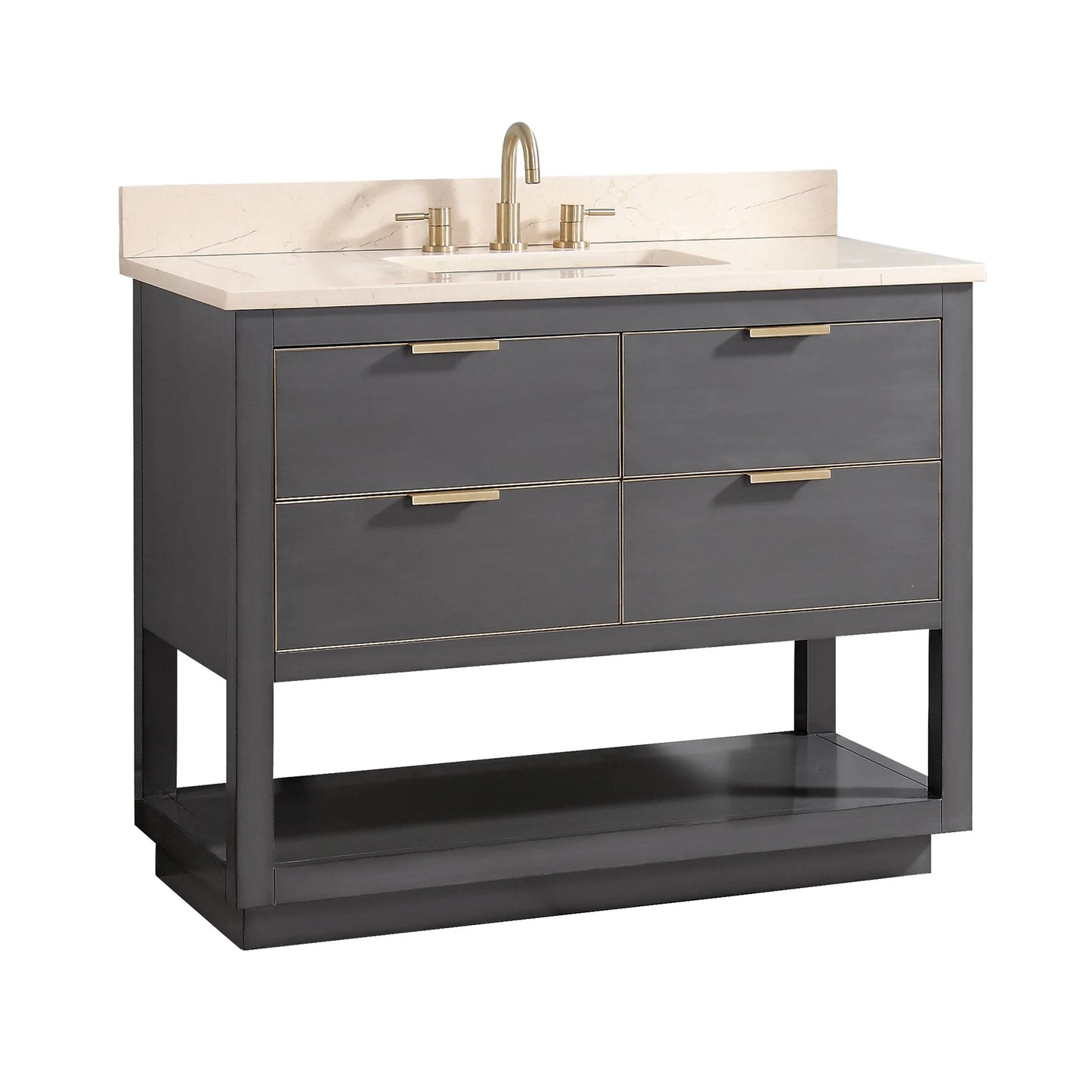 Allie 42" Freestanding Bathroom Vanity with Stone Top and Vitreous China Undermount Sink