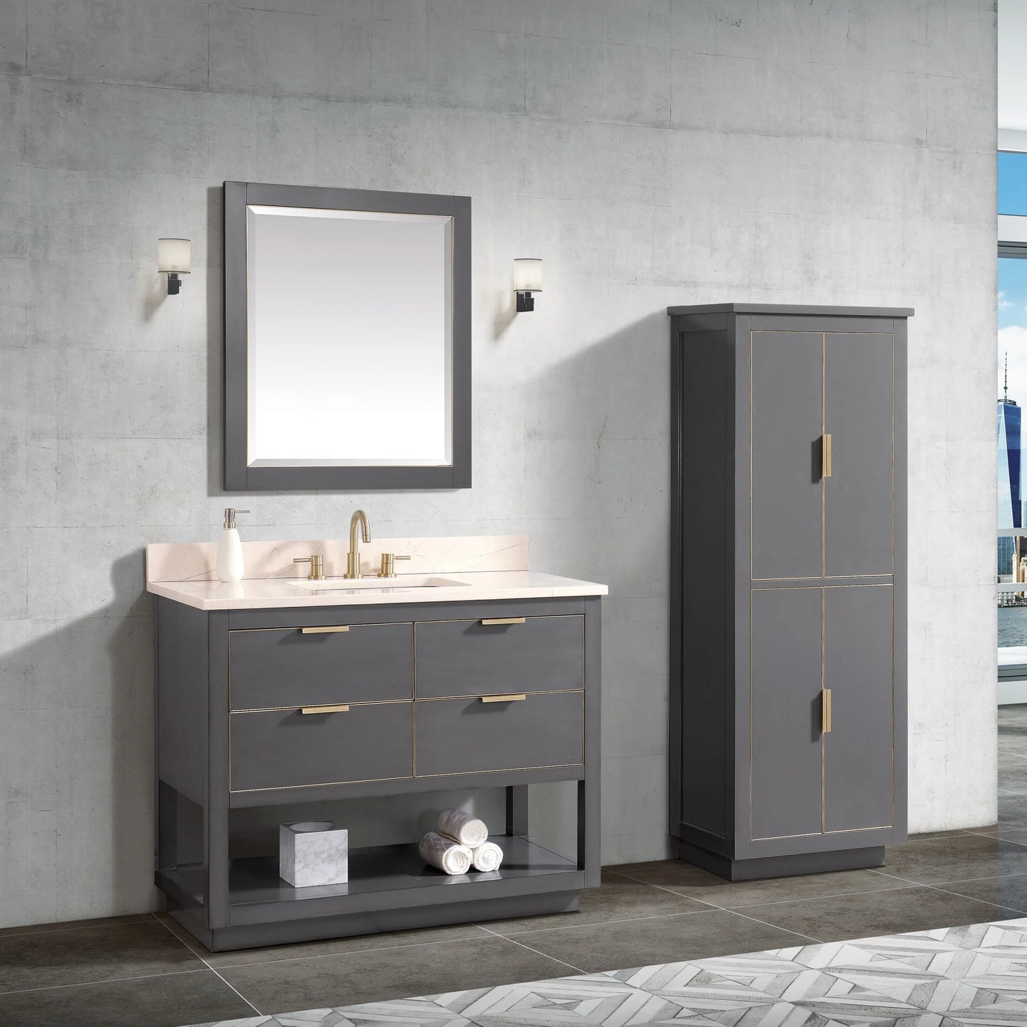 Allie 36" Freestanding Bathroom Vanity with Stone Top and Vitreous China Undermount Sink
