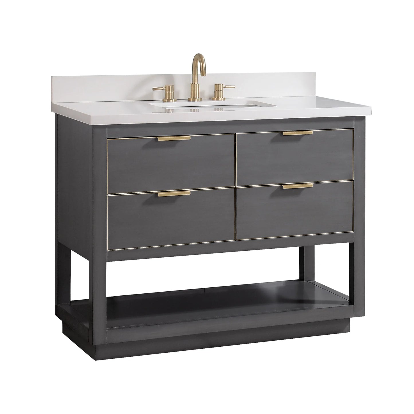 Allie 36" Freestanding Bathroom Vanity with Stone Top and Vitreous China Undermount Sink