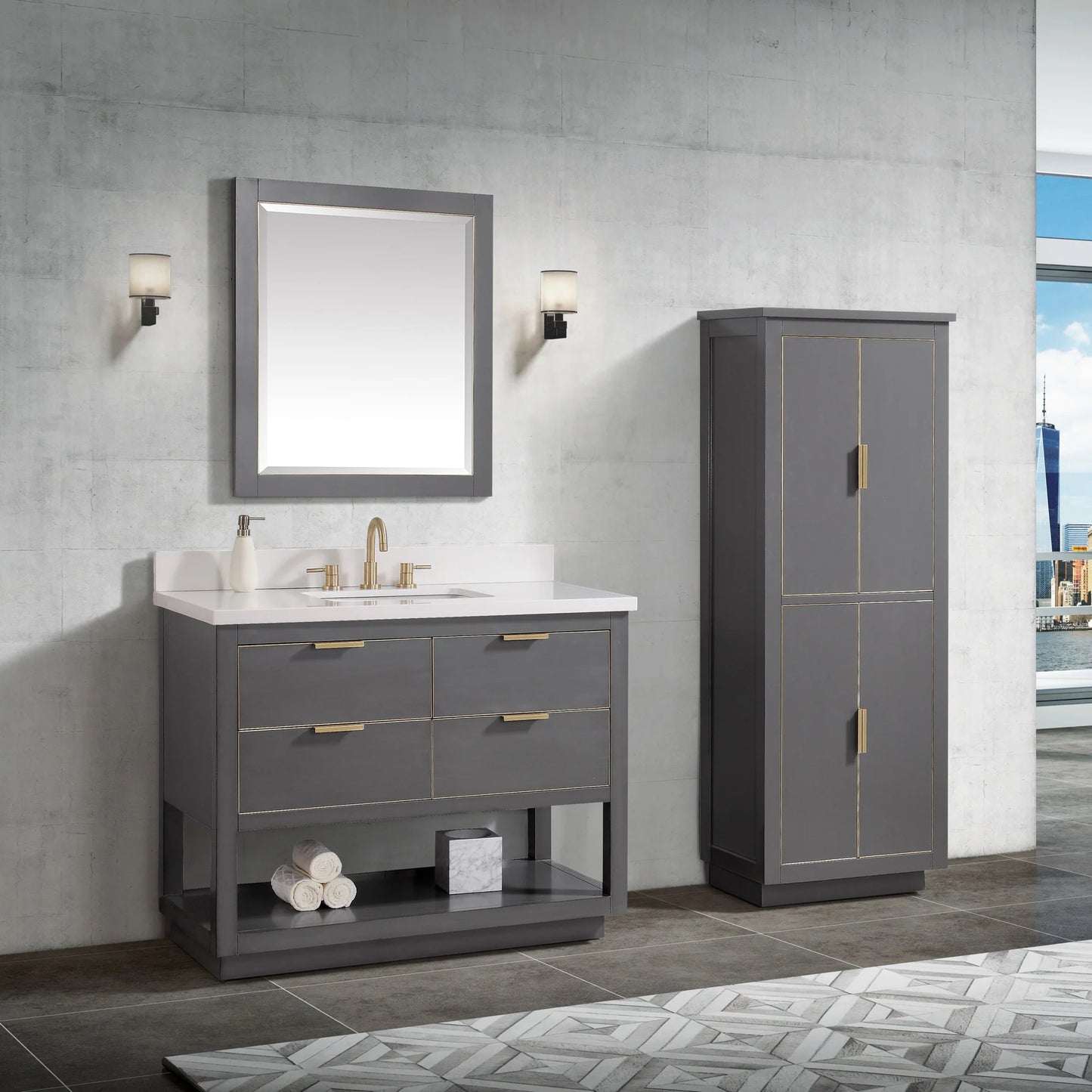 Allie 36" Freestanding Bathroom Vanity with Stone Top and Vitreous China Undermount Sink