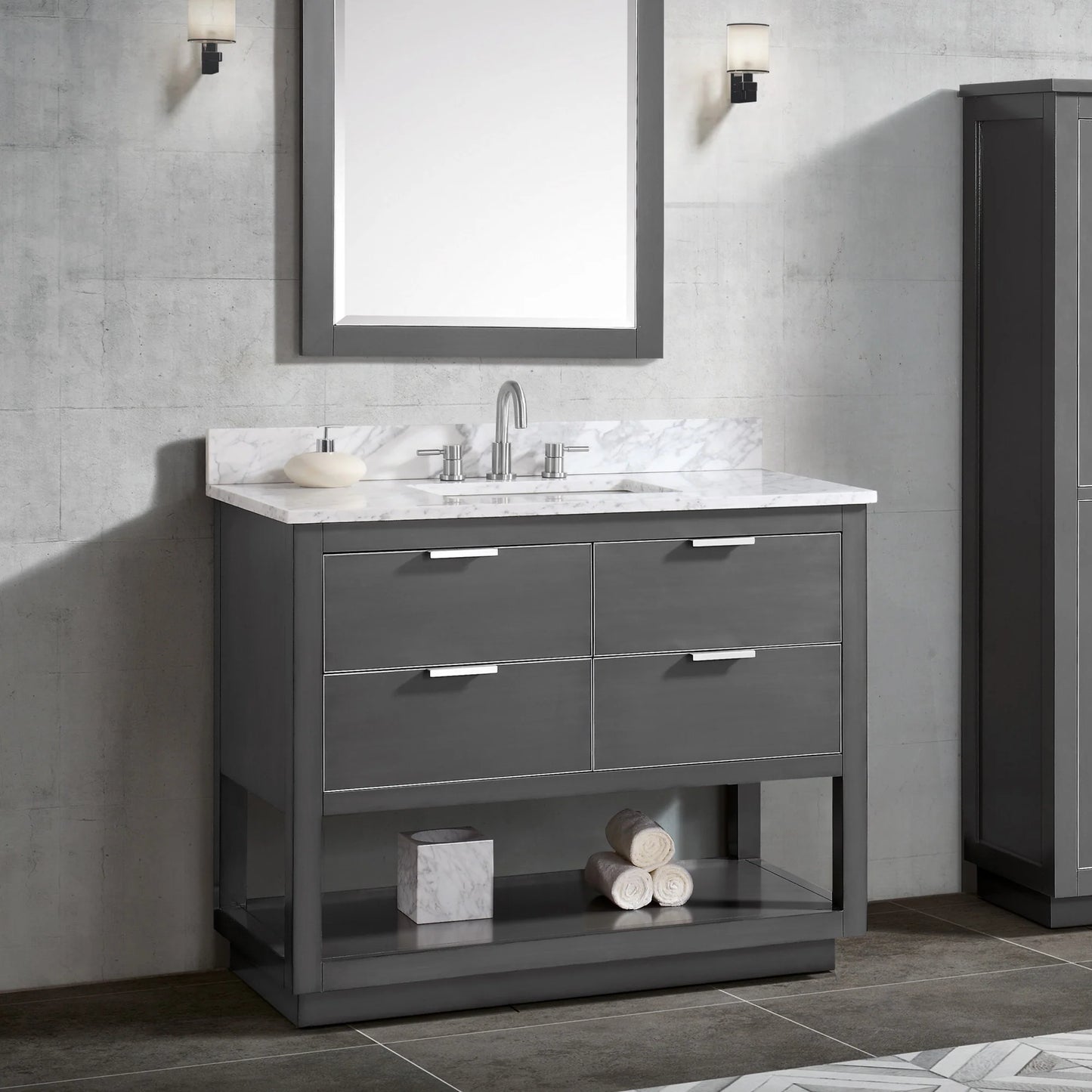 Allie 36" Freestanding Bathroom Vanity with Stone Top and Vitreous China Undermount Sink