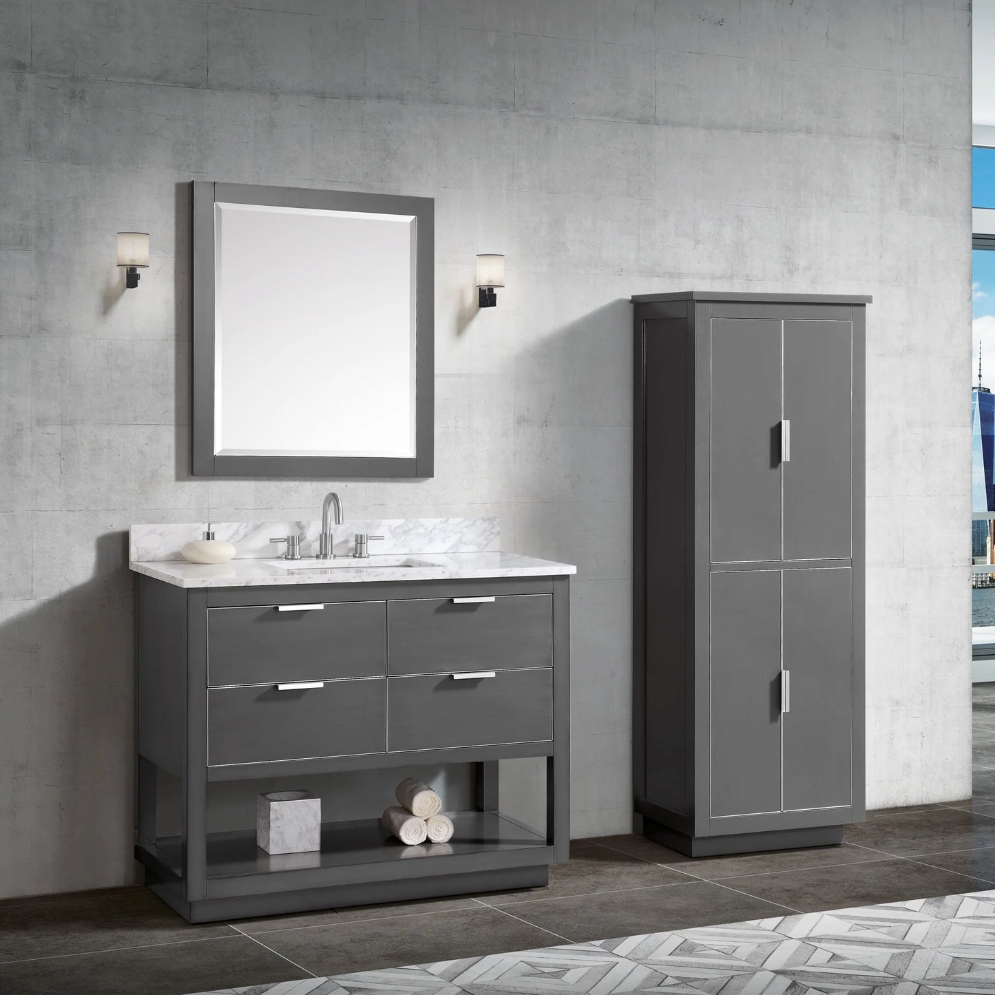 Allie 36" Freestanding Bathroom Vanity with Stone Top and Vitreous China Undermount Sink