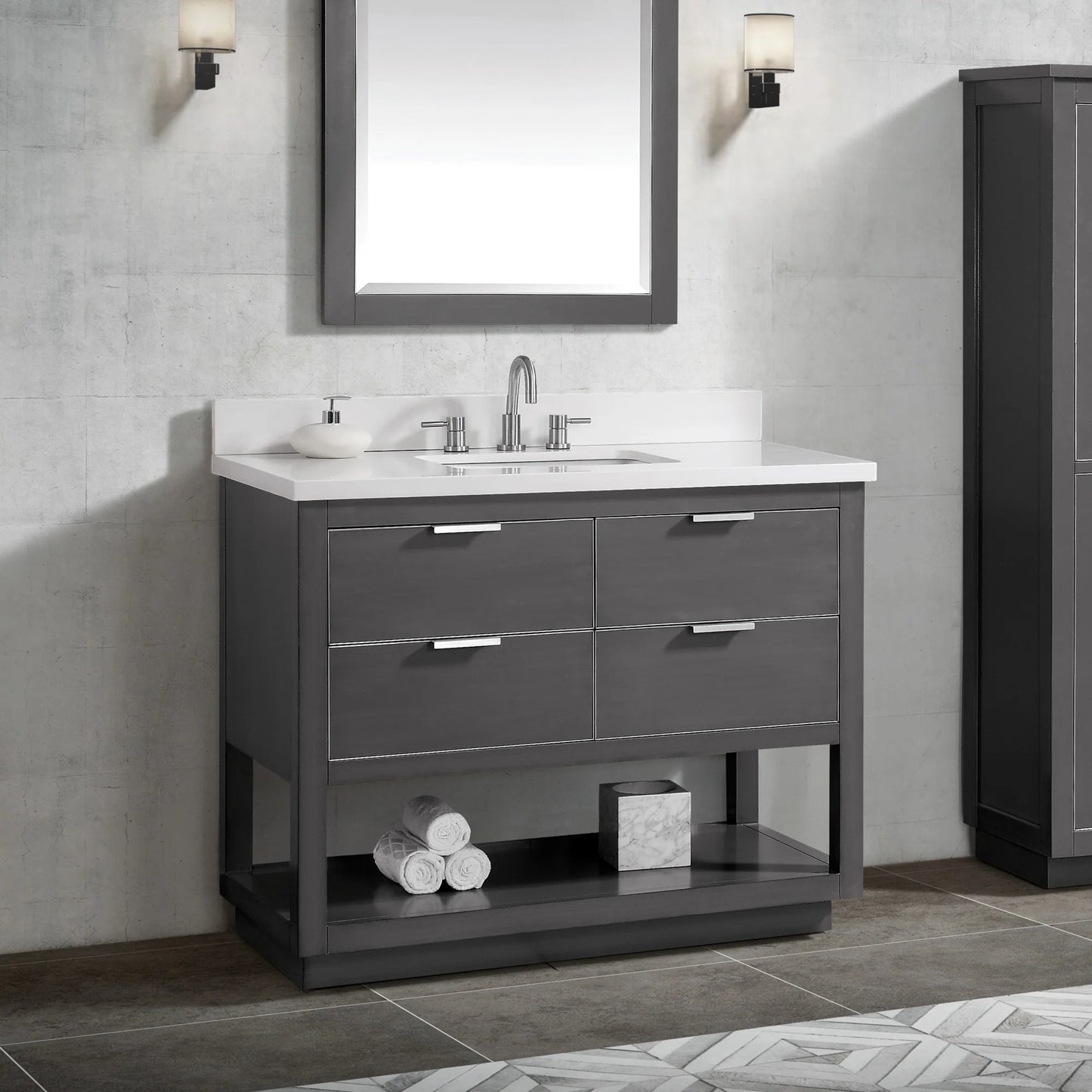 Allie 42" Freestanding Bathroom Vanity with Stone Top and Vitreous China Undermount Sink