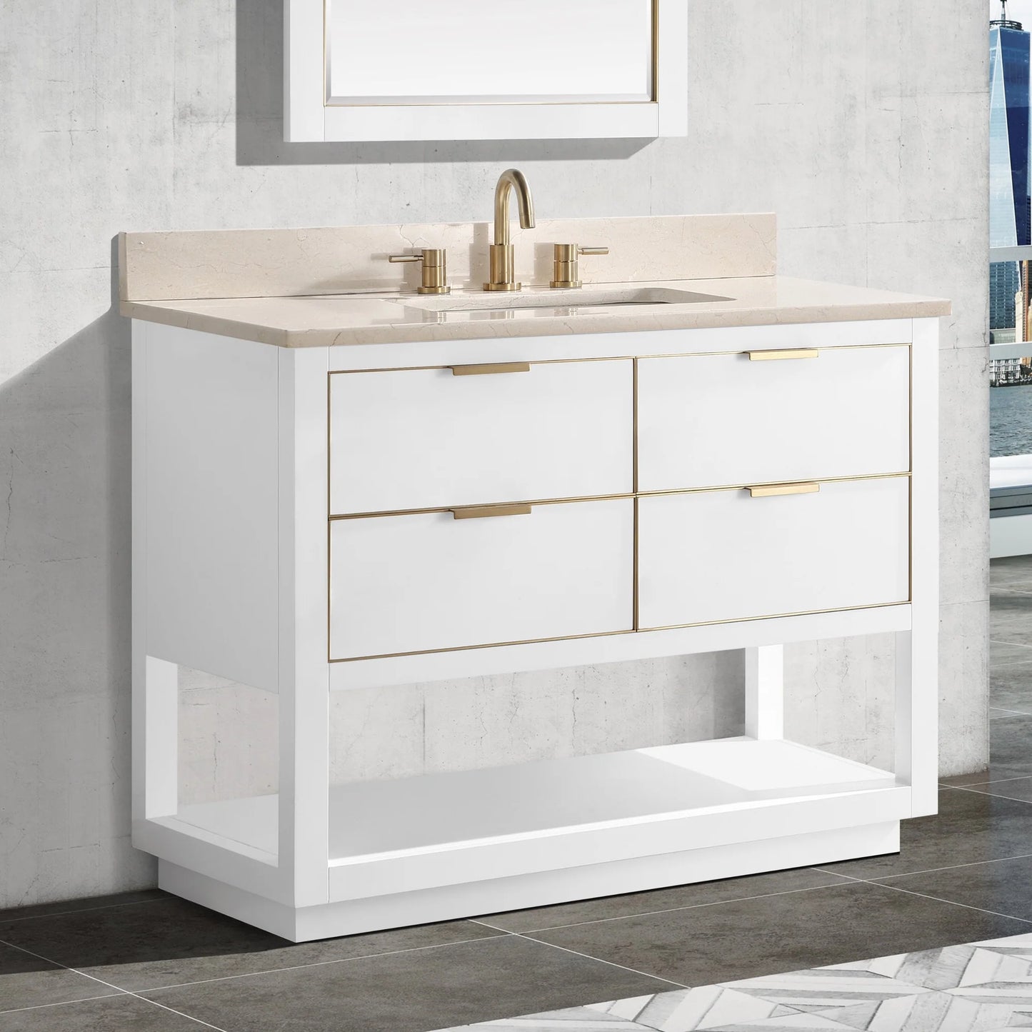 Allie 36" Freestanding Bathroom Vanity with Stone Top and Vitreous China Undermount Sink