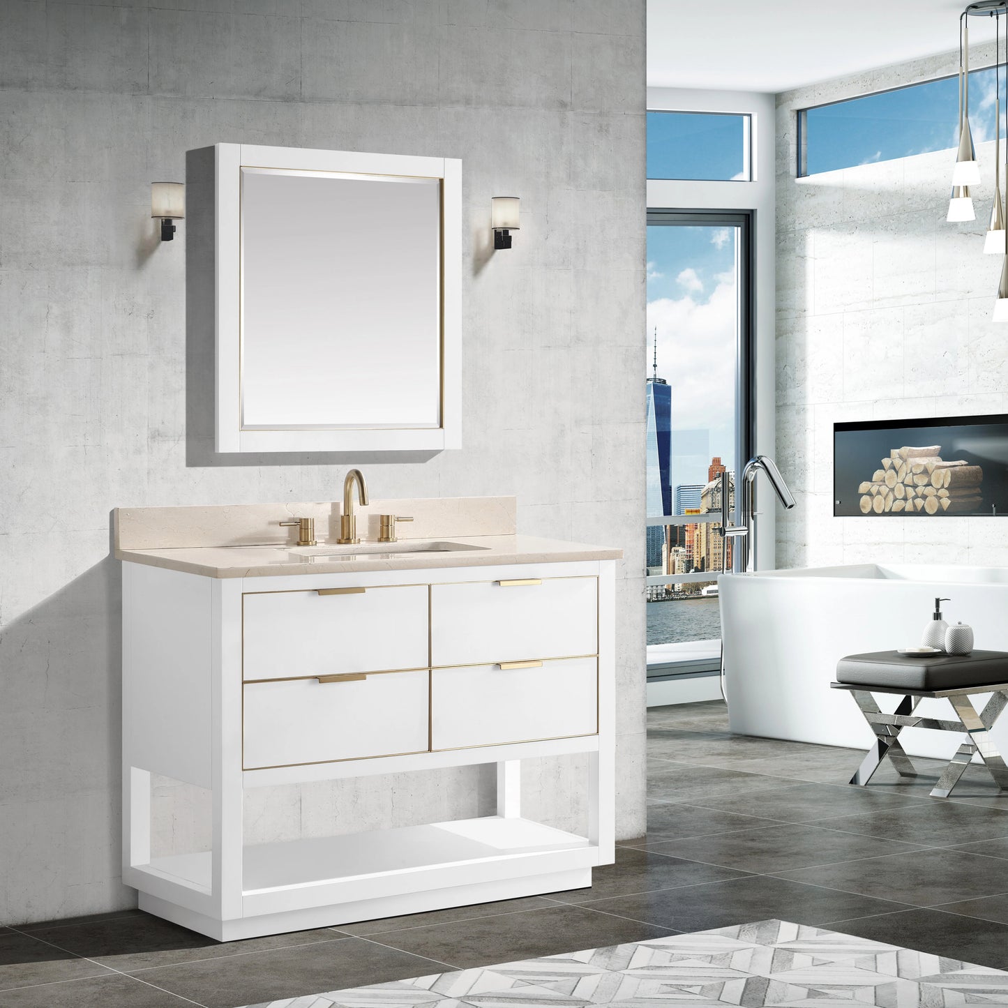 Allie 36" Freestanding Bathroom Vanity with Stone Top and Vitreous China Undermount Sink