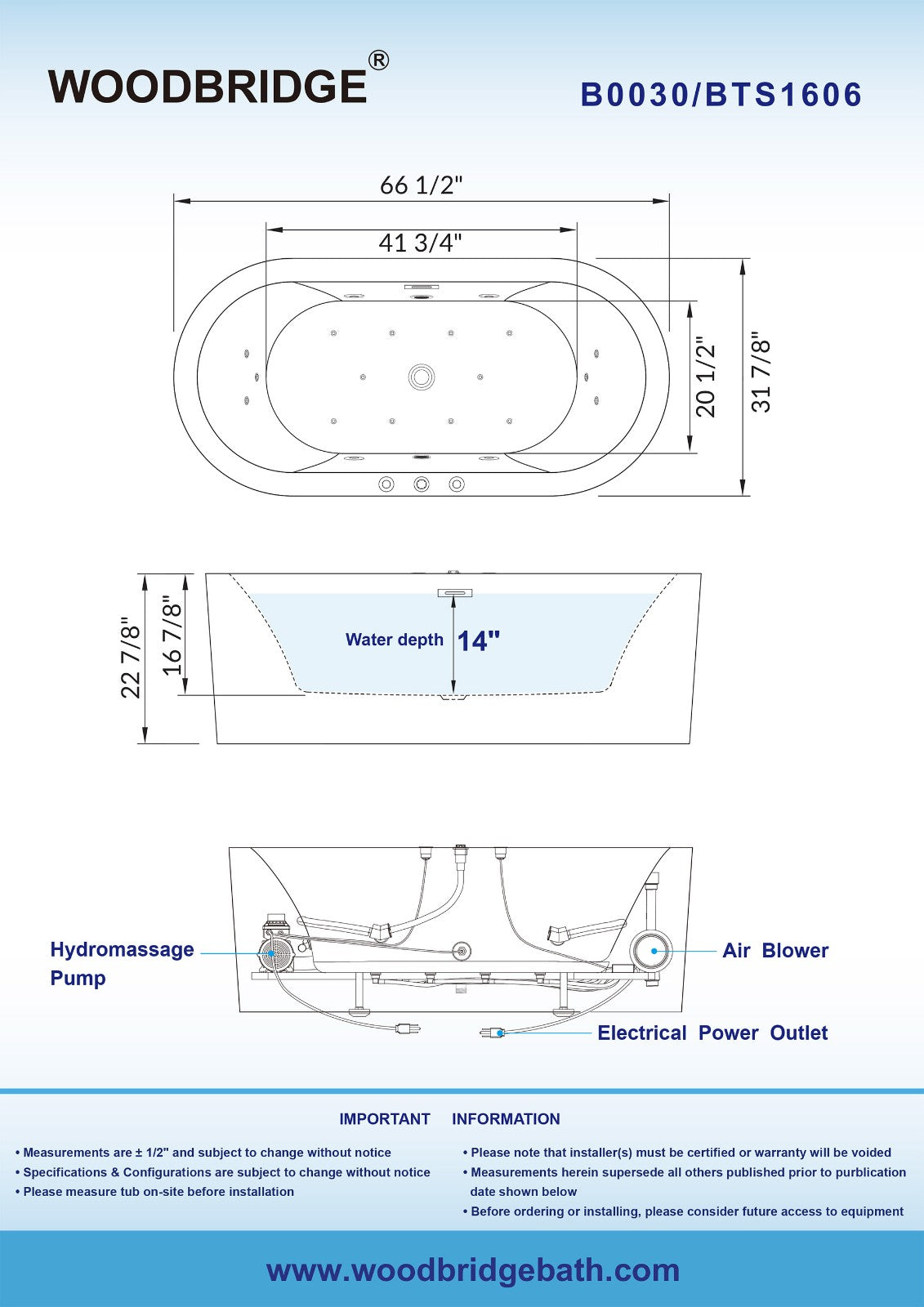 Remous 67" Freestanding Whirlpool Bathtub