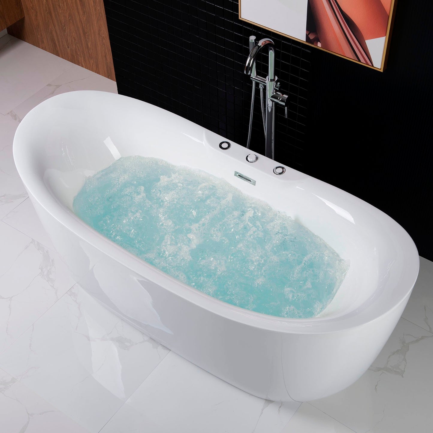 Tekne 71" Freestanding Whirlpool Bathtub