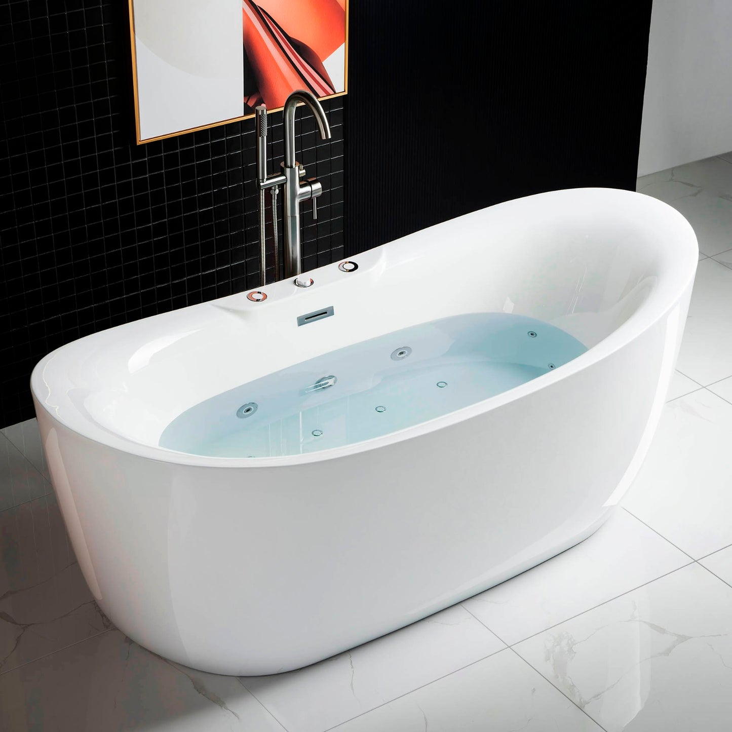 Tekne 71" Freestanding Whirlpool Bathtub