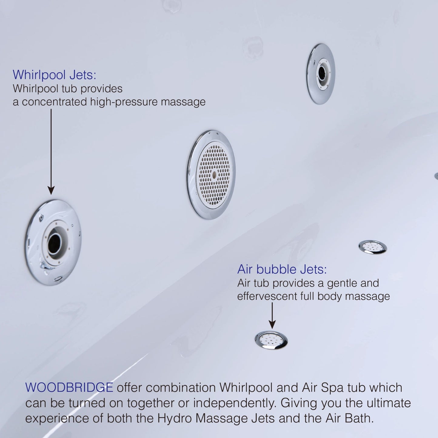 Tekne 71" Freestanding Whirlpool Bathtub